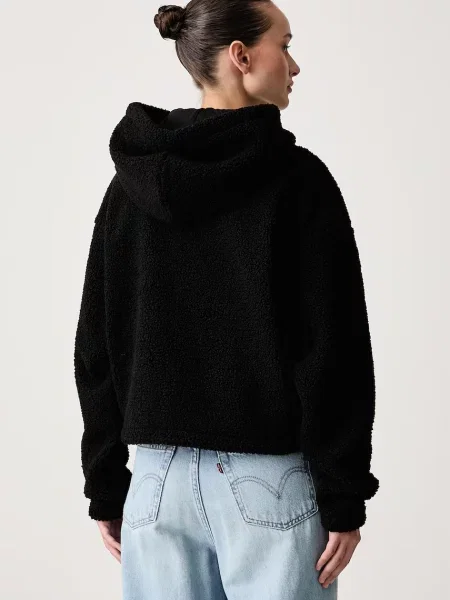 Tommy Jeans bluza rozpinana z kapturem polarowa czarna
