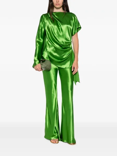 Bluză Erika Cavallini asimetrică drapată verde