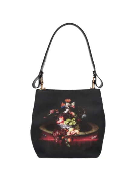 Geantă Vivienne Westwood cu imagine din canvas negru