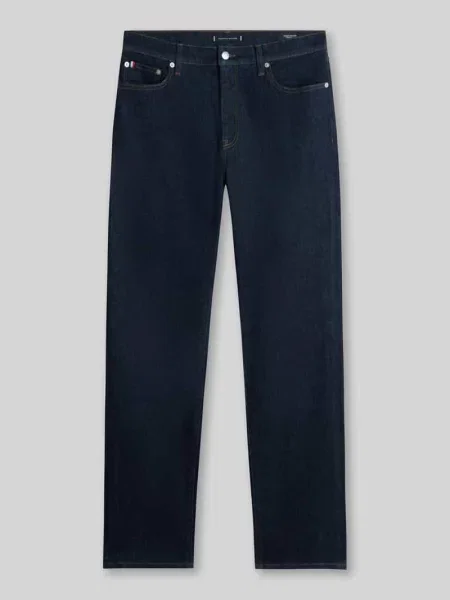 Jeansy o kroju straight fit z mieszanka bawełny w 5 kieszeni Tommy Hilfiger granatowe