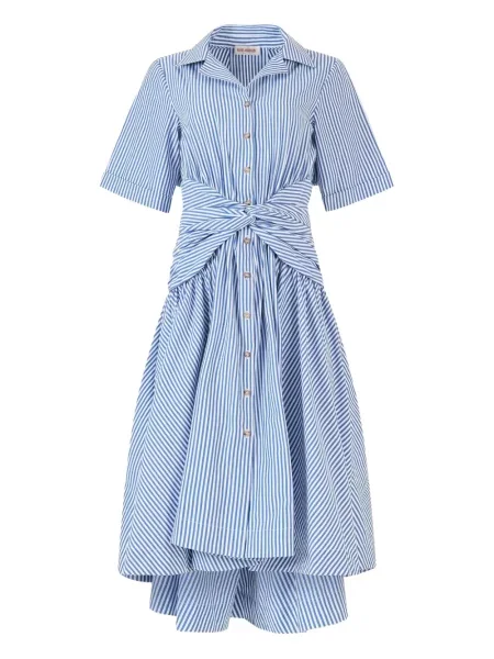 Rochie midi Rosie Assoulin cu dungi până la genunchi de costum albastru