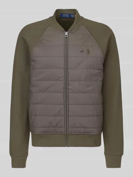 Kardigan rozpinany o kroju regular fit z pikowanym panelem z przodu Polo Ralph Lauren oliwkowy