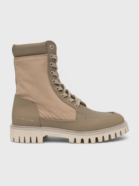 Боти Tommy Hilfiger Th Casual Lace Up Boot с равна подметка бежово