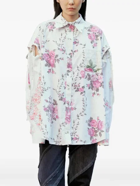 Cămașă Rave Review cu model floral cu imagine alb