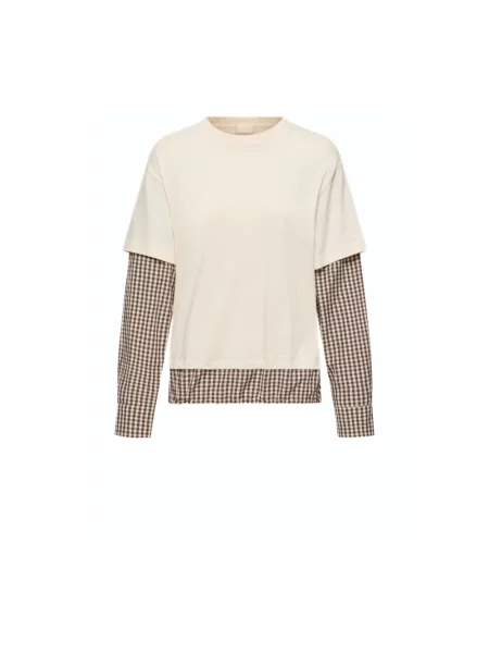Długi top Moncler z długim rękawem beżowy
