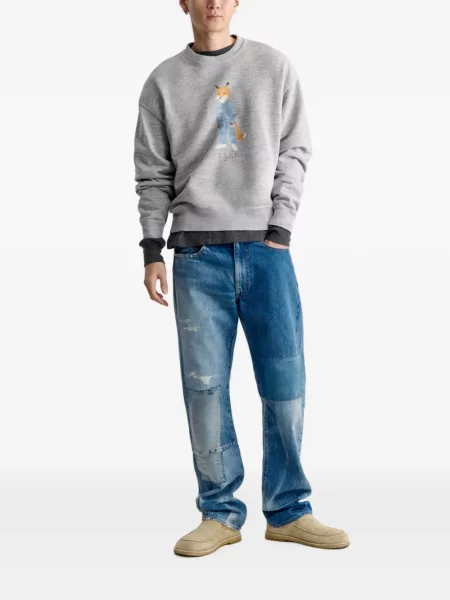 Pulover Maison Kitsune cu imagine gri