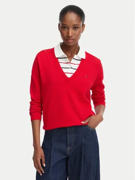 Tommy Jeans Pulover Essential roșu
