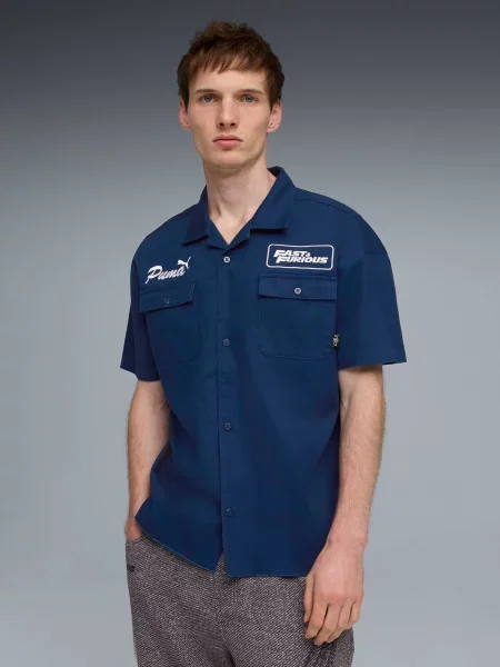 Повседневная рубашка Puma синяя
