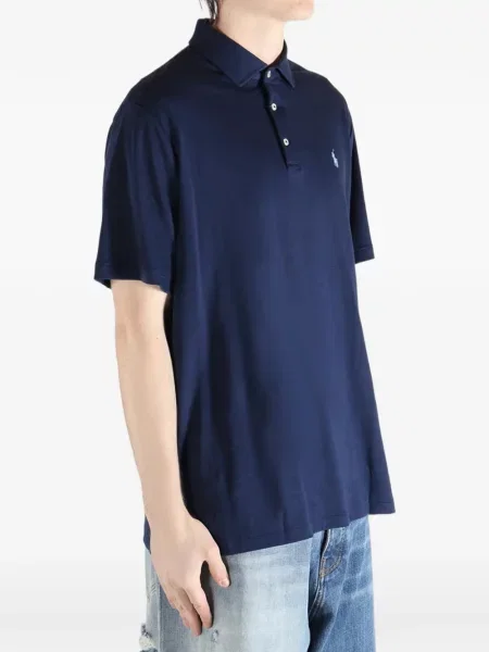 Поло тениска Polo Ralph Lauren с кръгло деколте с принт виолетово