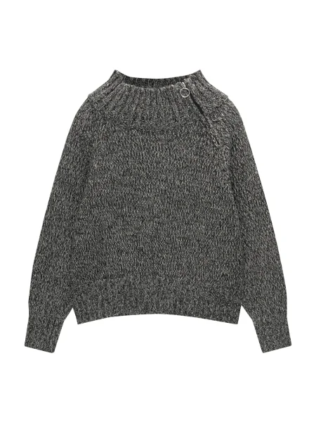 Pull&Bear Pulover ecru negru