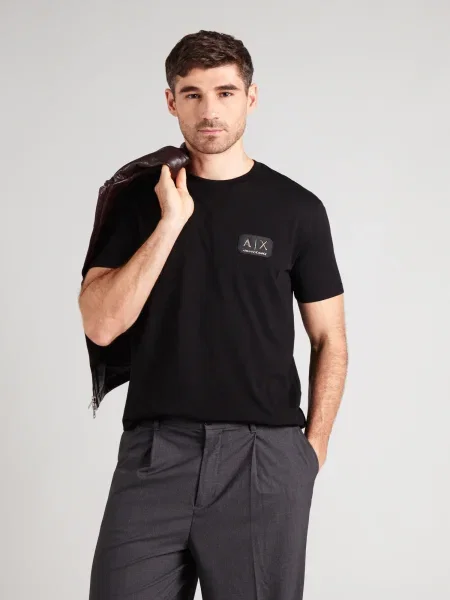 ARMANI EXCHANGE Tricou auriu negru