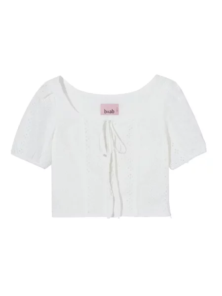 Bluzka B+ab sznurowana koronkowa biała