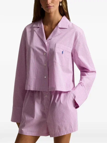 Koszulka polo Polo Ralph Lauren zamszowa na sprzączkę w paski niebieska