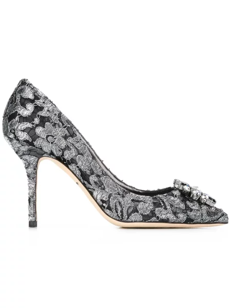 Pantofi cu toc Dolce & Gabbana din dantelă negru
