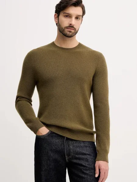 Пуловер с вълна Sisley зелено