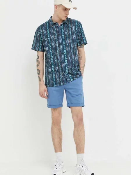 Риза Quiksilver мъжка със стандартна кройка с класическа яка тъмносиньо