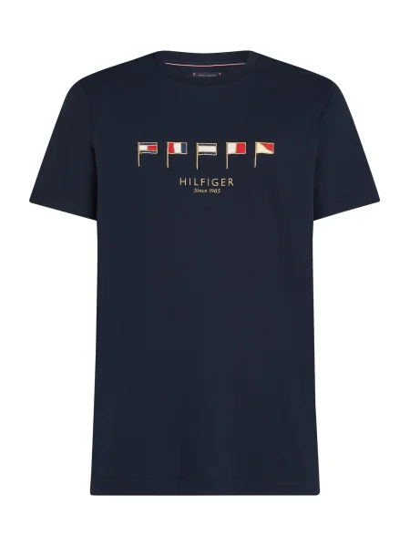 Tommy Hilfiger Tričko Multi Flags Tmavomodrá biela