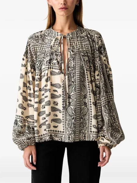 Bluză Vicolo cu imagine cu model paisley cu legături negru