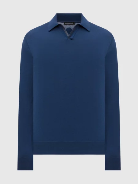 Поло Stefano Ricci с длинным рукавом синее