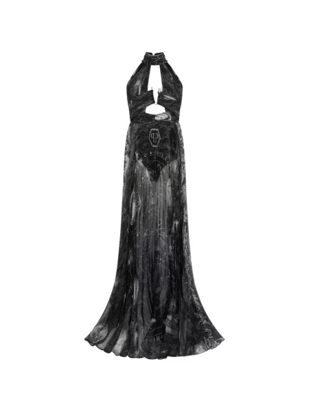 Rochie Philipp Plein cu imagine cu gât halter negru