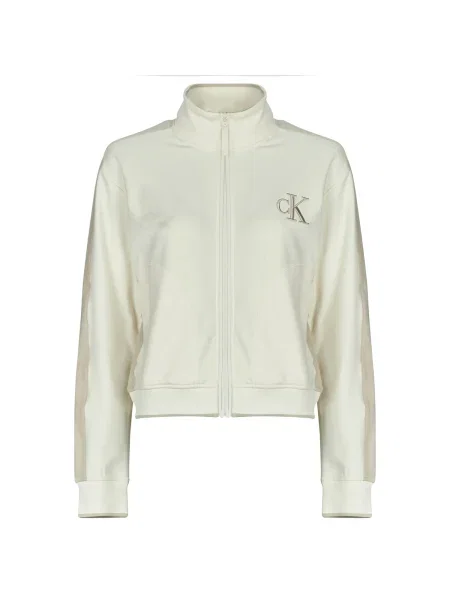 Geacă de blugi Calvin Klein Jeans stretch alb