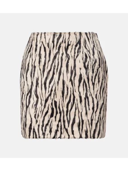 Sztuczne futro spódnica Rotate z nadrukiem czarna