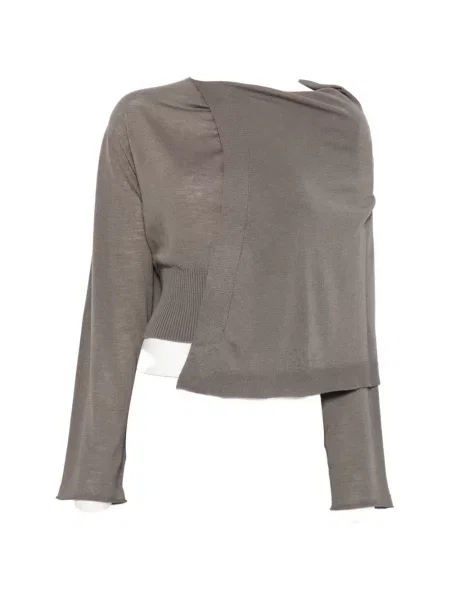 Pulover Rick Owens asimetric drapat gri