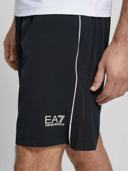 Szorty z elastycznym pasem i logo Ea7 Emporio Armani czarne