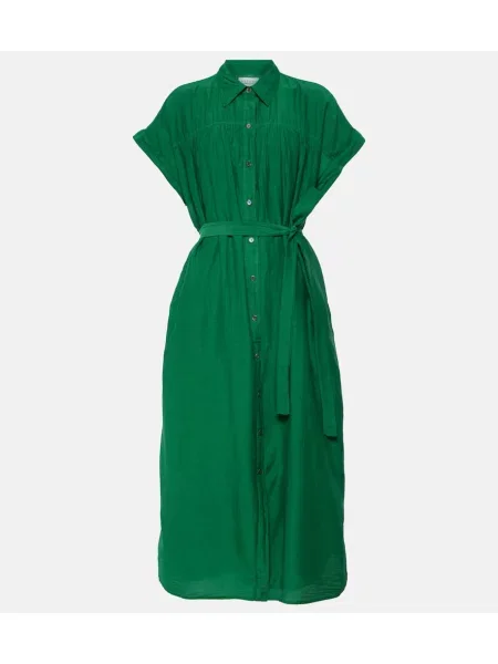 Rochie tip cămașă Velvet de mătase de costum verde