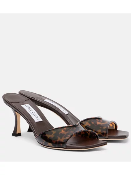 Papuci tip mules Jimmy Choo cu imagine cu model leopard maro