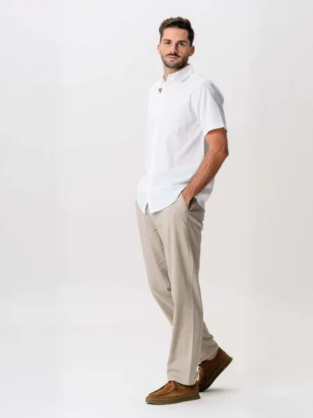 TEESHOPPEN Cămașă Linen Blend alb