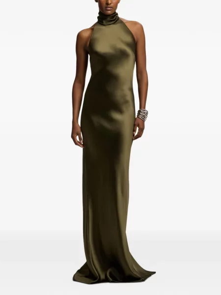 Rochie maxi Ralph Lauren Collection cu gât halter verde