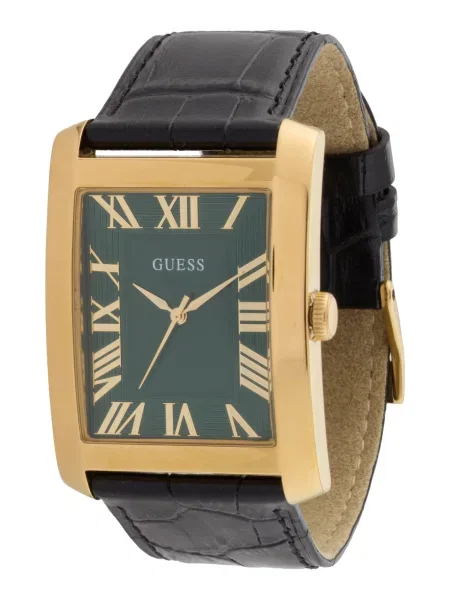 GUESS Analógové hodinky Clyde zlatá / tmavozelená čierna