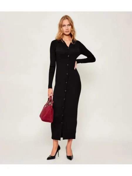 Calvin Klein Ruha TENCEL RIB gyapjú hozzáadásával fekete