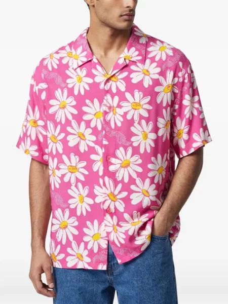 Scurt cămașă Erl cu model floral cu imagine roz
