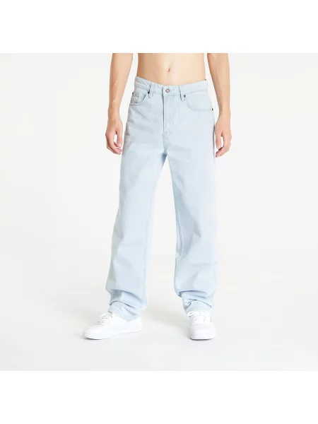 Kalhoty Karl Kani Small Signature Baggy Five Pocket Denim Bleached Blue modré