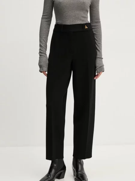 AERON pantaloni femei drept high waist negru