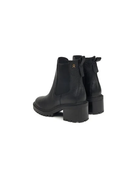 Členková obuv Tommy Hilfiger Th Leather Chelsea Cleated Heel čierna