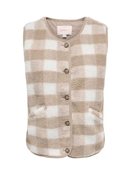 ONLY Vestă ONLBABY gri taupe alb