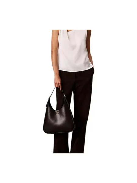 Calvin Klein kabelka hobo dámska z imitácie kože čierna
