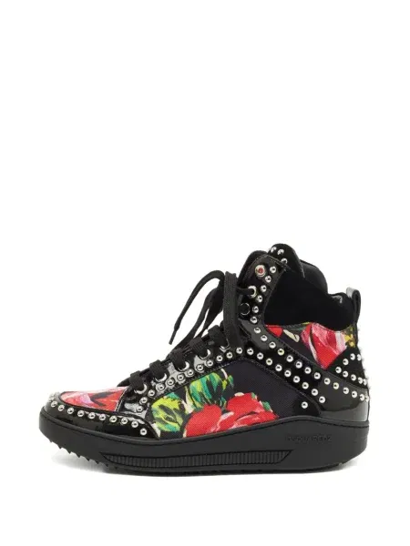 Sneakerși Dsquared2 din piele cu model floral negru