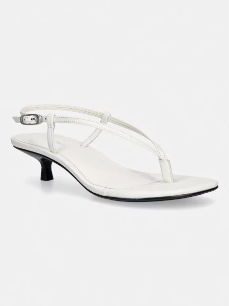 Calvin Klein sandály kožené KITT HEEL SNDL STRAPPY SLING LTH béžové