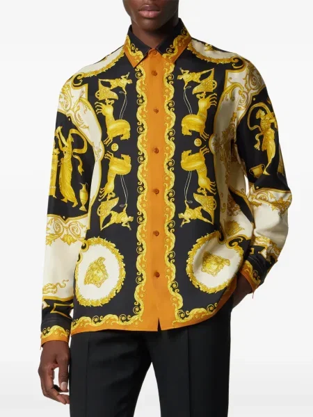 Cămașă Versace de mătase negru