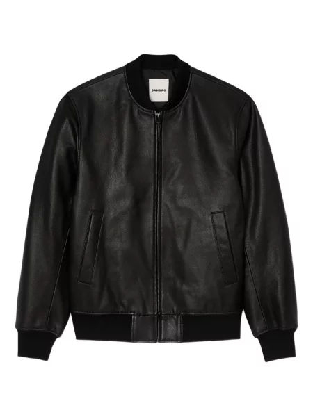 Geanta de piele Sandro negru