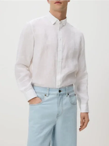 Reserved Cămașă regular fit din in alb