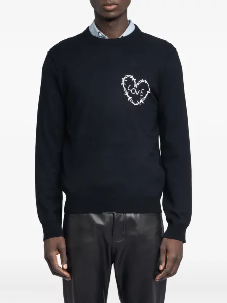 Pulover Zadig&voltaire cu broderie de lână cu motiv cu inimi negru