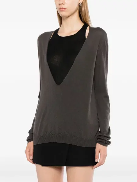 Pulover Rick Owens cu decolteu în V gri