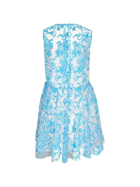 Rochie Caroline Hu cu model floral plasă alb