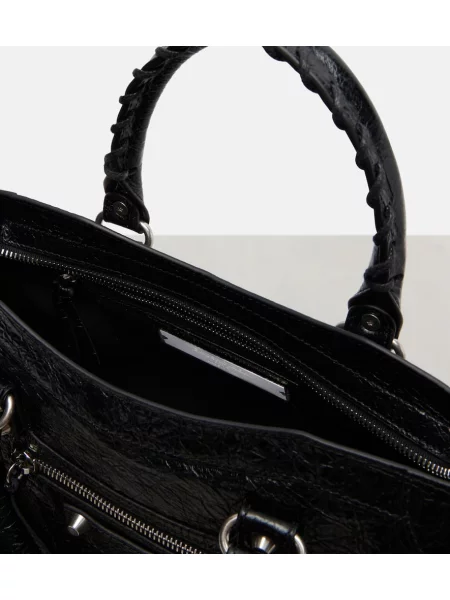 Kožená malá kožená taška Balenciaga čierna