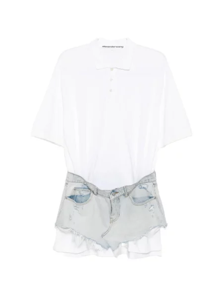 Rochie din denim Alexander Wang alb